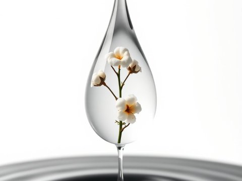 Delicate Flower Encased in a Water Droplet