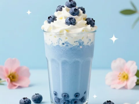 Delicious Blueberry Smoothie with Whipped Cream