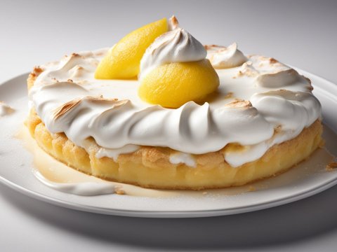 Delicious Lemon Meringue Pie on White Plate