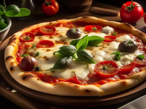 Delicious Margherita Pizza with Fresh Basil and Tomatoes
