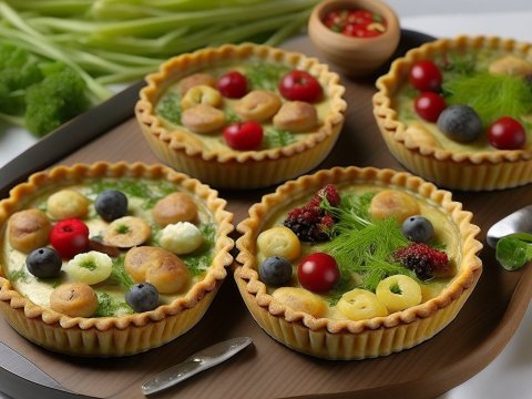 Delicious Mini Tarts with Fresh Berries and Herbs