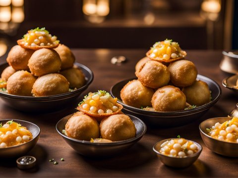 Delicious Pani Puri Served in Elegant Bowls