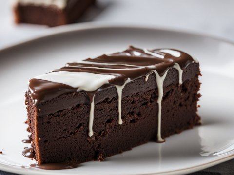Delicious Slice of Chocolate Cake with Drizzled Icing
