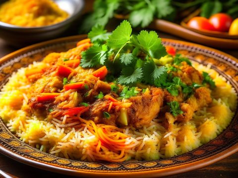 Delicious Spiced Chicken Biryani with Fresh Herbs