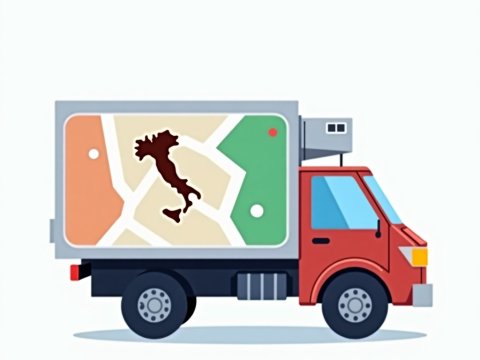 Delivery Truck with Italy Map Illustration