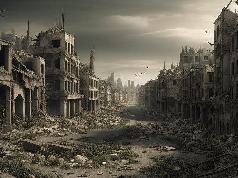 Desolate Post-Apocalyptic City Street