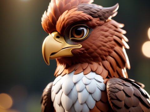 Detailed 3D Render of a Stylized Hawk