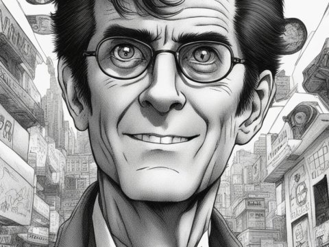 Detailed Black and White Portrait in Urban Setting