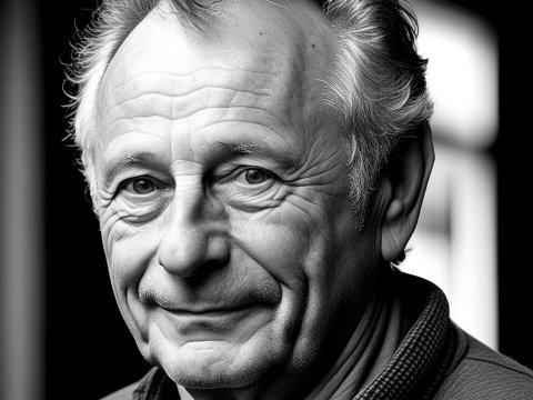 Detailed Black and White Portrait of an Elderly Man