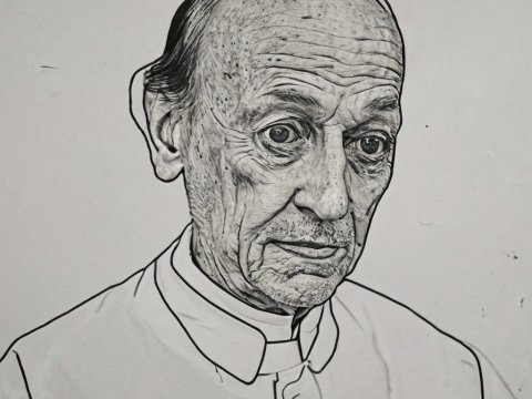 Detailed Black and White Portrait of Elderly Man