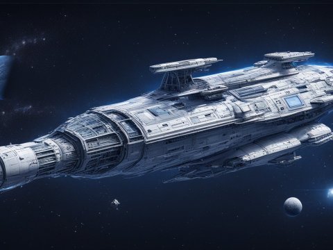 Detailed Blueprint of a Futuristic Space Destroyer