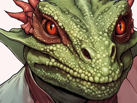 Detailed Close-Up of a Fantasy Lizard Creature