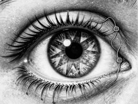Detailed Cybernetic Eye with Data Interface