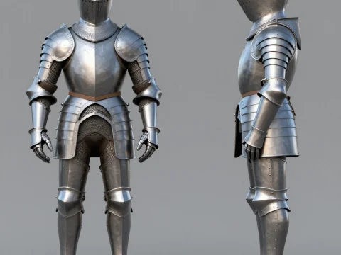Detailed Front and Side View of Medieval Knight Armor