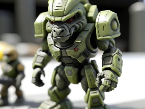 Detailed Green Armored Gorilla Robot Figure