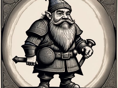 Detailed Illustration of a Dwarven Warrior in Armor