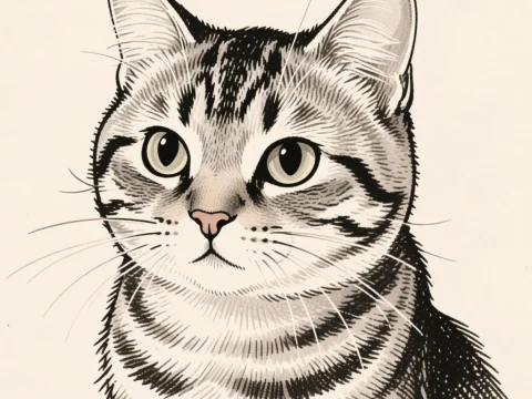 Detailed Illustration of a Tabby Cat