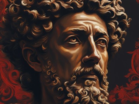 Detailed Painting of a Bearded Man with Curly Hair