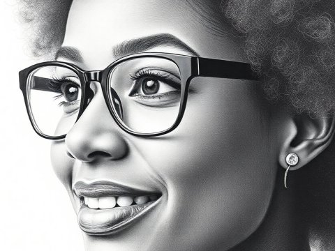 Detailed Portrait of a Black Woman with Glasses