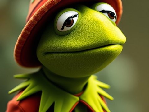 Detailed Portrait of a Frog Character in Festive Costume