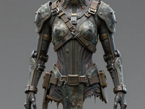 Detailed Steampunk Armor Torso with Mechanical Arms