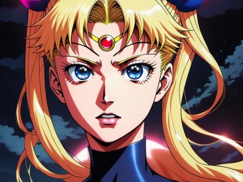 Determined Anime Warrior with Blonde Hair and Blue Eyes