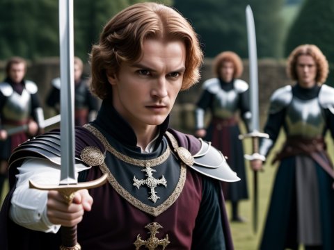 Determined Knight Leading His Loyal Guards