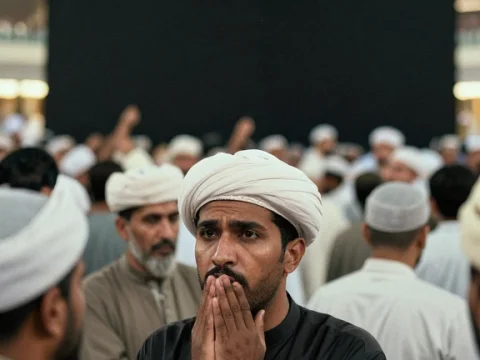 Devout Pilgrim Praying Near the Kaaba