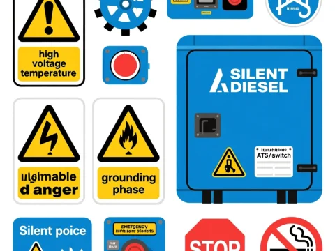 Diesel Generator Decal Set with Safety and Control Symbols