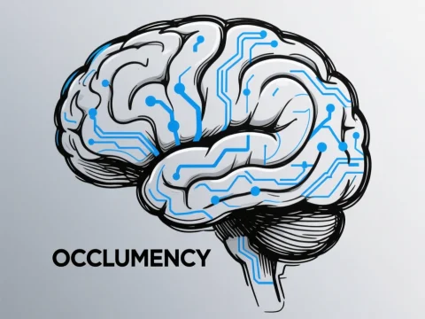 Digital Brain Circuitry Illustration with Occlumency Text