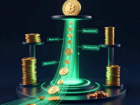 Digital Gold Flowing Through Futuristic Crypto Platform