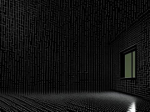 Digital Grid Room with Illuminated Window