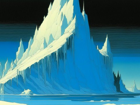 Digital Serigraphy of Majestic Iceberg Landscape