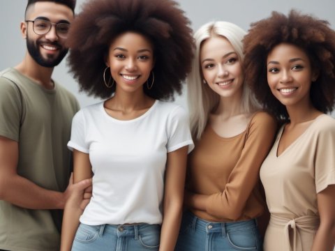 Diverse Group of Friends Smiling Together