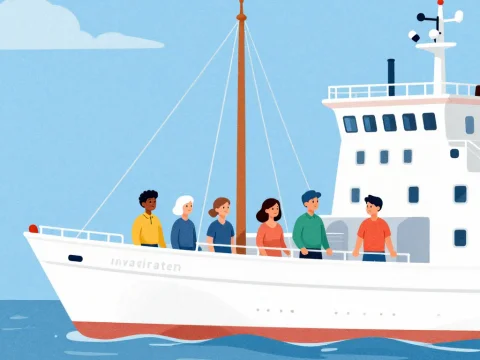 Diverse Group on a Boat in Calm Sea