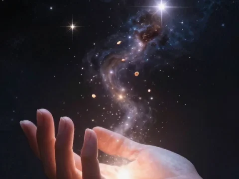 Divine Hand Scattering Cosmic Stardust