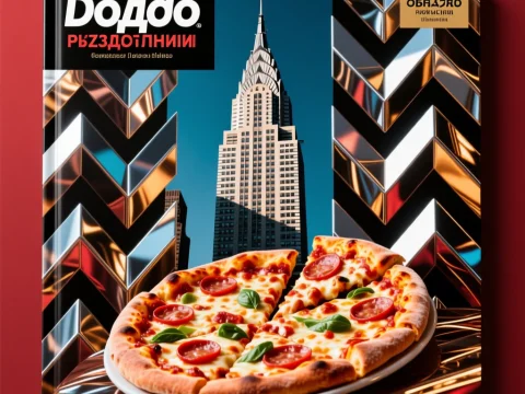 Dodo Pizza Box with Cityscape and Pepperoni Pizza