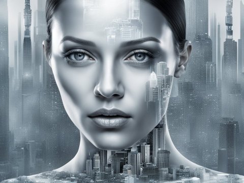 Double Exposure Portrait with Urban Skyline