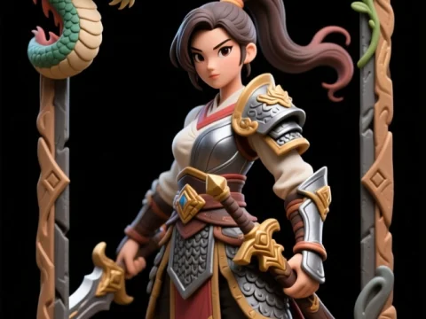 Dragon Knight Female Warrior in Ornate Armor