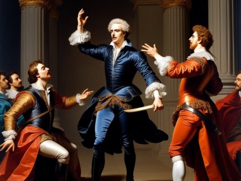 Dramatic Duel Scene in Baroque Style