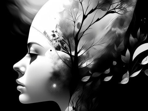 Dreamy Abstract Profile with Nature Elements