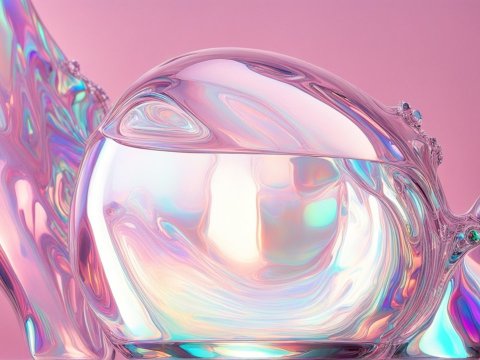 Dreamy Iridescent Chrome Abstract Sculpture