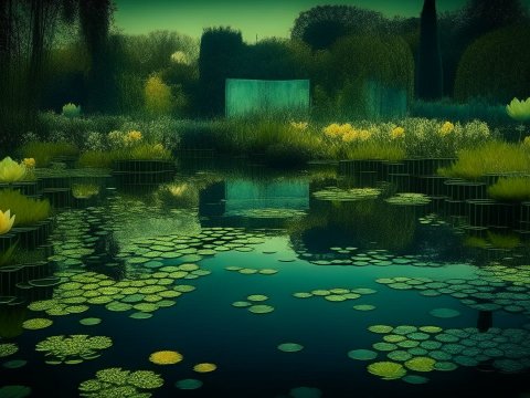 Dreamy Water Lily Pond at Twilight