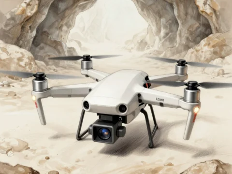 Drone Equipped with Sensors in Rocky Cave Environment