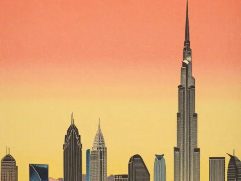 Dubai Skyline at Sunset with Muted Tones