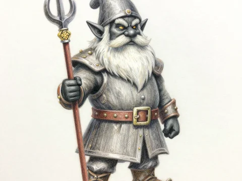 Dwarven Blacksmith with Trident Staff