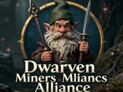Dwarven Miners Alliance Logo with Fierce Dwarf Warrior