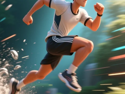 Dynamic Animated Athlete Sprinting Fast