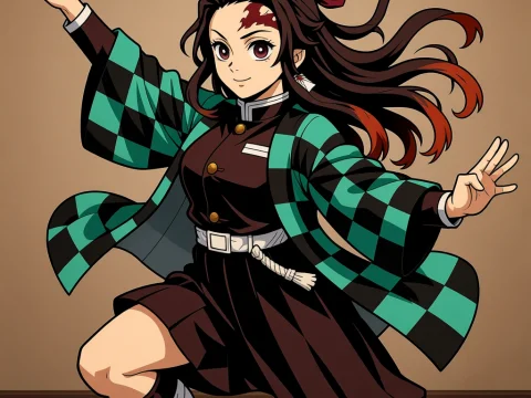 Dynamic Anime Character in Action Pose