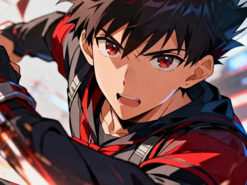 Dynamic Anime Hero in Action Pose